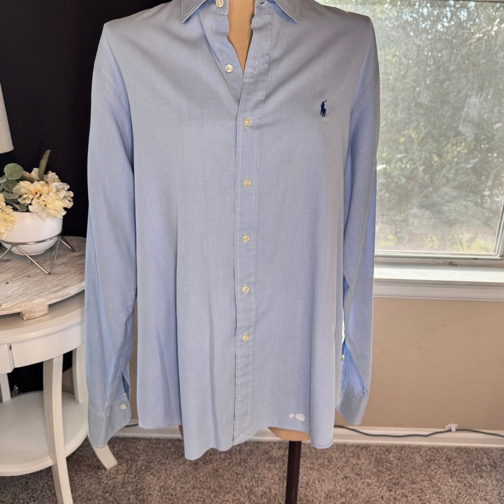 Polo Ralph Lauren Mens XXL Light Blue Oxford Button Down Shirt Long Sleeve Pony